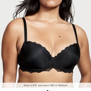 Victorias Secret Dream Angels Lined Demi Black /lace 38D